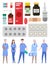 Medical staff, doctors, medics, physician, therapist, healthcare web icons, treatment collection