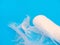 Medical sterile bandage on blue background