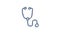 Medical stethoscope symbol, hand drawn with pencil in one line. Outline icon.