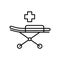 Medical stretcher with bed and mat icon. Emergency equipment.