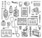 Medical surgery equipment. Vector sketch items