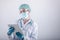 Medical Surgical Doctor and Health Care, Portrait of Surgeon Doctor in PPE Equipment on Isolated Background. Medicine Female