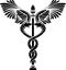 Medical symbol caduceus stencil