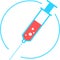 Medical syringe, hypodermic needle, Inject needle concept of vaccination, injection. Trendy flat style. vector illustration. Drug