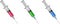 Medical syringe with multi-colored liquid. Medical syringe.  Vector illustration. Flat style