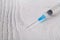Medical Syringe needle injector on white