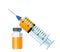 Medical syringe with a needle and medicine inside. The concept of treatment and health. flat vector illustration