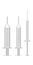 Medical syringe set on white background. Set of disposable plastic syringes of different sizes for subcutaneous and
