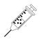 Medical syringe symbol black and white