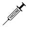 Medical syringe with the vaccine, sign the injection vaccine, vector symbol flu vaccination, shot by syringe from the flu