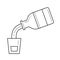 Medical syrup in measuring cup line icon.