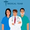 Medical team concept, physician, doctor, nurse, vector illustration