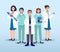 Medical Team . Doctor and nurse assistant . Cartoon character . Vector