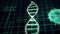 Medical tech spiral DNA Chromosome laboratory and virus analysis on blue grid background. Abstract hologram HUD interface and