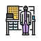 medical technologist at workbench color icon vector illustration
