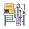 medical technologist at workbench color icon vector illustration