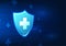 Medical technology, Medical Neutrality symbol is inside the shield with some interesting elements.Modern medicine combines with