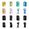 Medical terminal, ATM for payment,apparatus for queue. Terminals set collection icons in black,cartoon style isometric