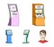 Medical terminal, ATM for payment,apparatus for queue. Terminals set collection icons in cartoon style isometric vector