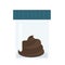 Medical test. Feces, turd, poop in plastic container. Vector icon