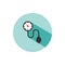 Medical tonometer icon on a circle with shade. Blood pressure check