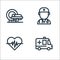 Medical tools line icons. linear set. quality vector line set such as ambulance, heartbeat, doctor