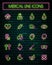 Medical and tools thin neon glowing line icons set.vector illustration