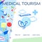 Medical tourism concept symbol background. Medical stethoscope o