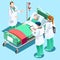 Medical Training Doctor Teaching to Students Vector Isometric Pe