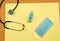 Medical utensils kit on a yellow background