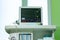 Medical vital signs monitor instrument in a hospital. This health care device displays and monitors heart rate and