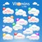 Medical vitamins background with common names.