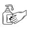 Medical wear apply gel disinfect in hands, protective equipment sketch icon