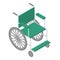 Medical wheelchair icon, isometric style