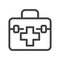 Medical worker briefcase icon. An image of a mobile suitcase with the minimum necessary set of first aid drugs. Isolated