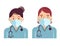 Medical workers avatars. Vector doctors in masks isolated on white. Hospital staff in uniform