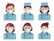 Medical workers symbol avatars. Vector doctors portrait in masks isolated on white. Hospital staff in uniform