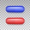 Medicaments top view vector of a red and blue oval pill on transparent background