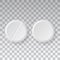Medicaments top view vector of two white circular pills on transparent background