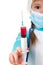 Medication drug needle syringe drug,concept flu shot vaccine vial dose hypodermic injection treatment disease in