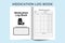 Medication KDP interior notebook. Medicine information and time tracker log book template. KDP interior notebook template.