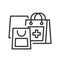 Medication purchase line black icon. Sign for web page, mobile app, button, logo. Vector isolated template. Editable