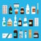 Medication set. Collection of pharmacy drug in bottle