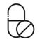 Medication treatment pill and capsule laboratory science and research line style icon