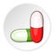 Medicinal capsules icon, cartoon style