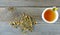 Medicinal herb  sagan daila and healing tea , selective focus