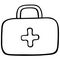 Medicine bag. A briefcase with first aid items. Vector illustration. Contour on an isolated background. Sketch. Coloring book.