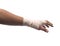 Medicine bandage on human hand