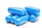 Medicine blue pills on isolated white background