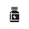 Medicine bottle - black icon design. Pills vial concept sign. Sports nutrition. Energy drink